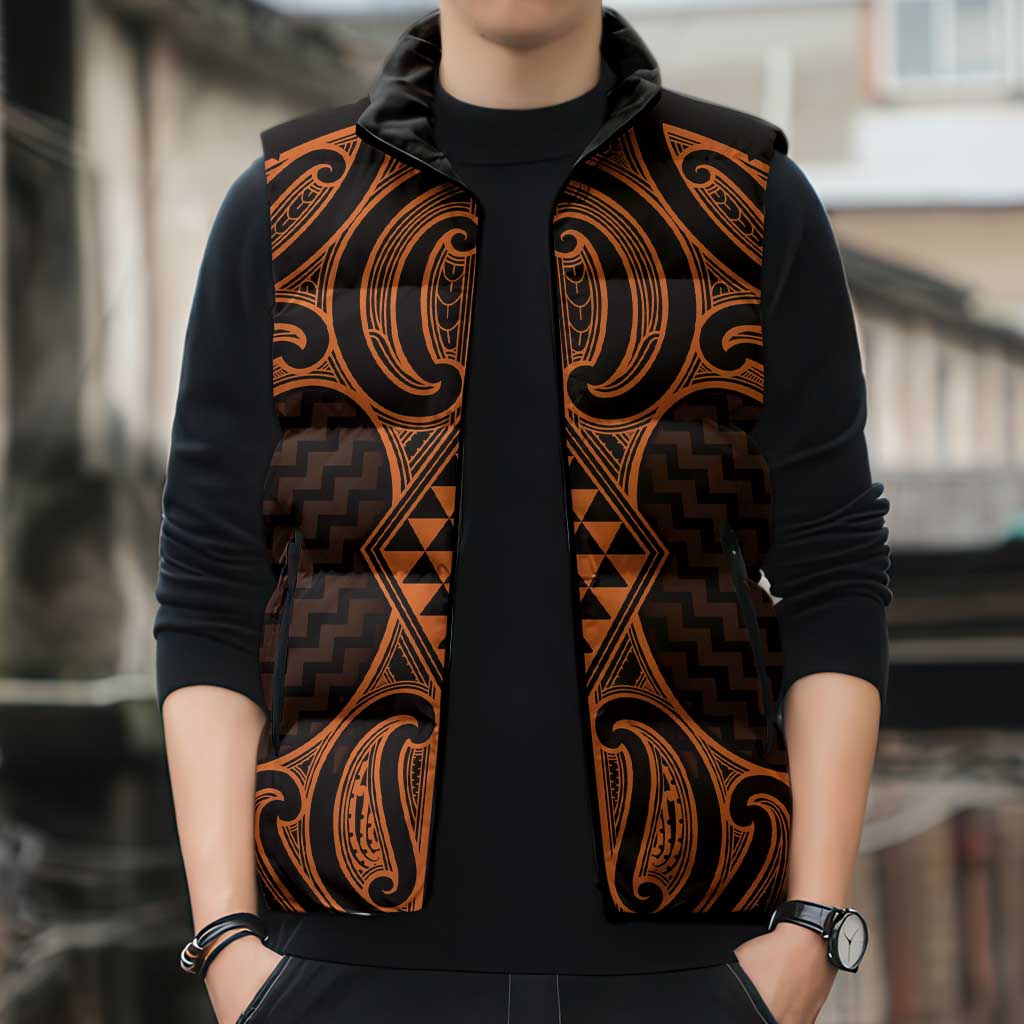 Karaka Maori Ta Moko Poutama Art Sleeveless Puffer Jacket LT9 - Polynesian Pride