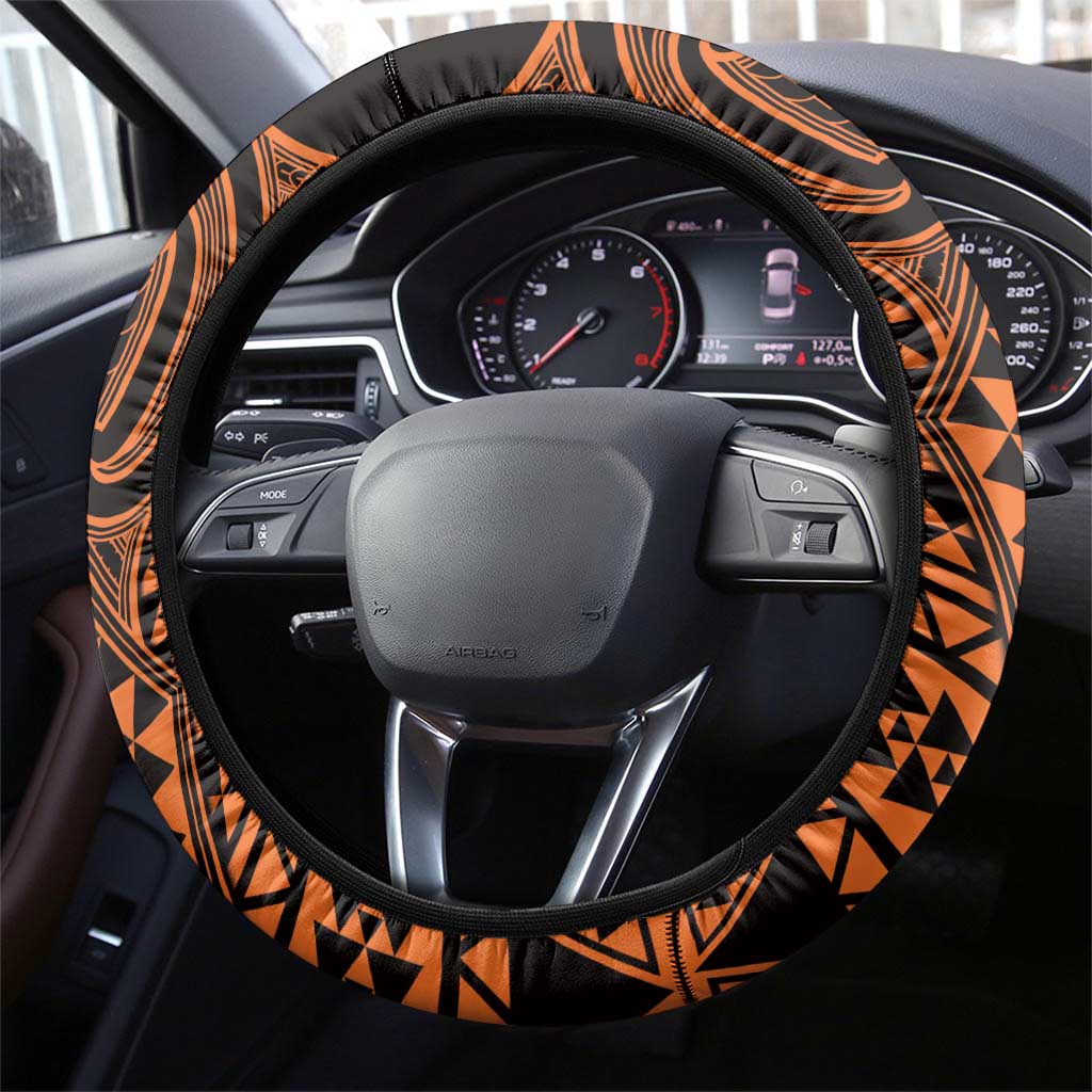 Karaka Maori Ta Moko Poutama Art Steering Wheel Cover