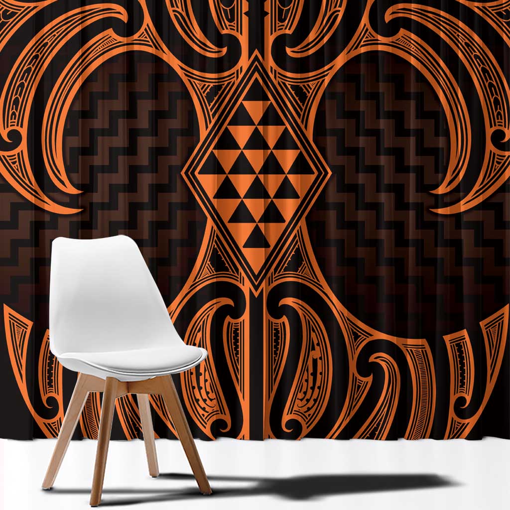 Karaka Maori Ta Moko Poutama Art Window Curtain LT9 - Polynesian Pride