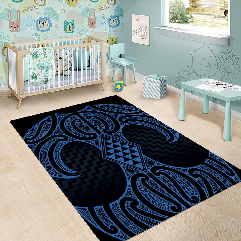 Kikorangi Maori Ta Moko Poutama Art Area Rug