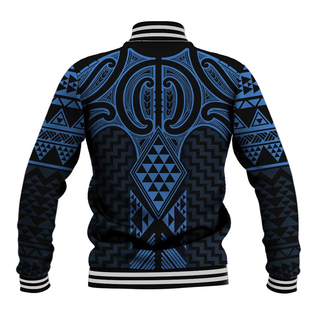 Kikorangi Maori Ta Moko Poutama Art Baseball Jacket