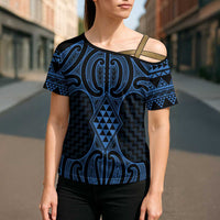 Kikorangi Maori Ta Moko Poutama Art Cross Shoulder Shirt - Polynesian Pride