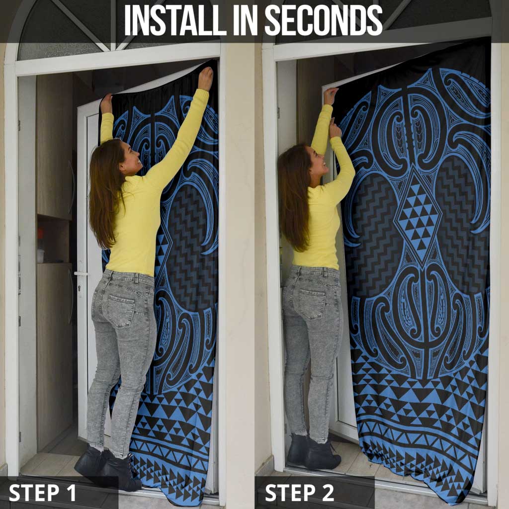 Kikorangi Maori Ta Moko Poutama Art Door Cover - Polynesian Pride