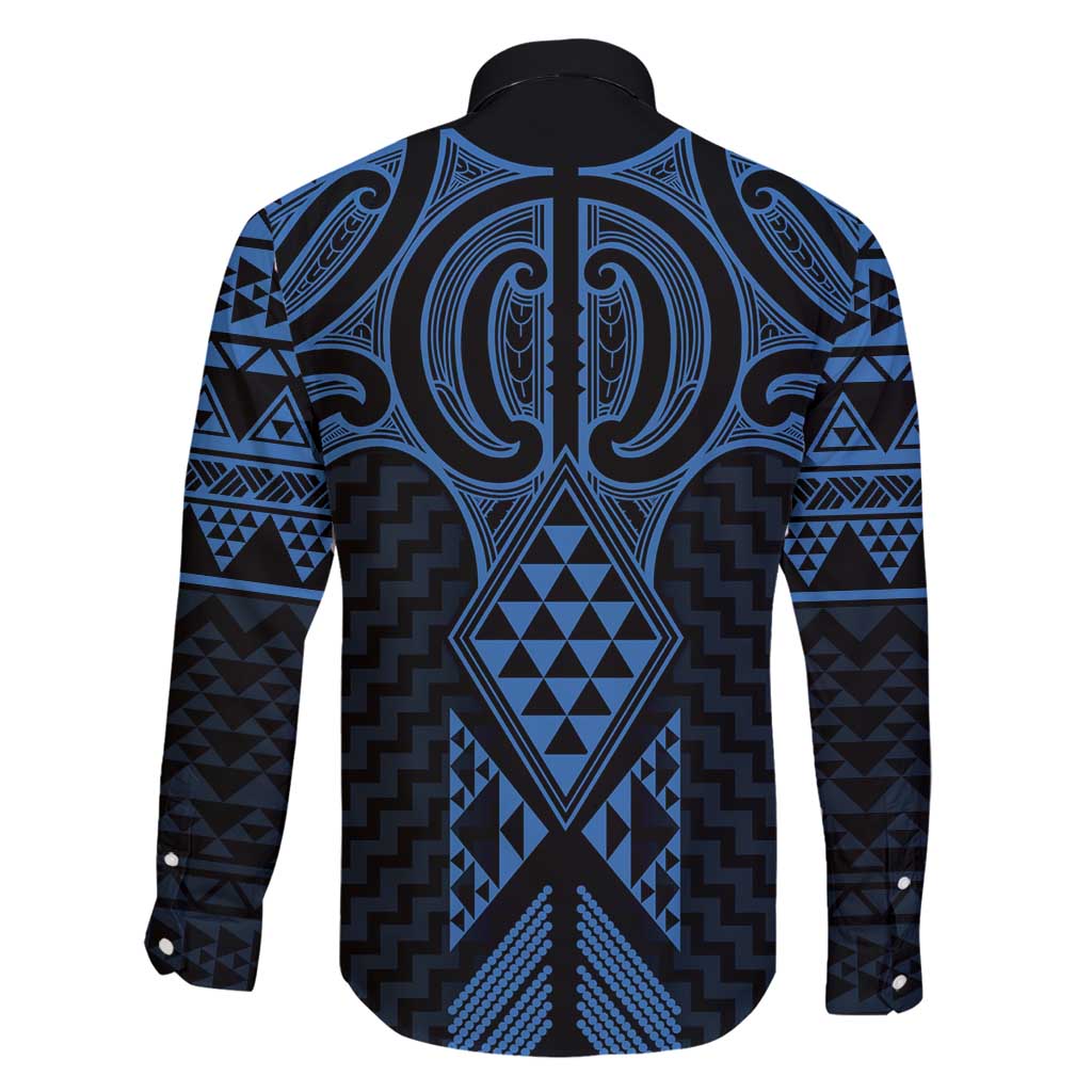 Kikorangi Maori Ta Moko Poutama Art Family Matching Off Shoulder Maxi Dress and Hawaiian Shirt LT9 - Polynesian Pride