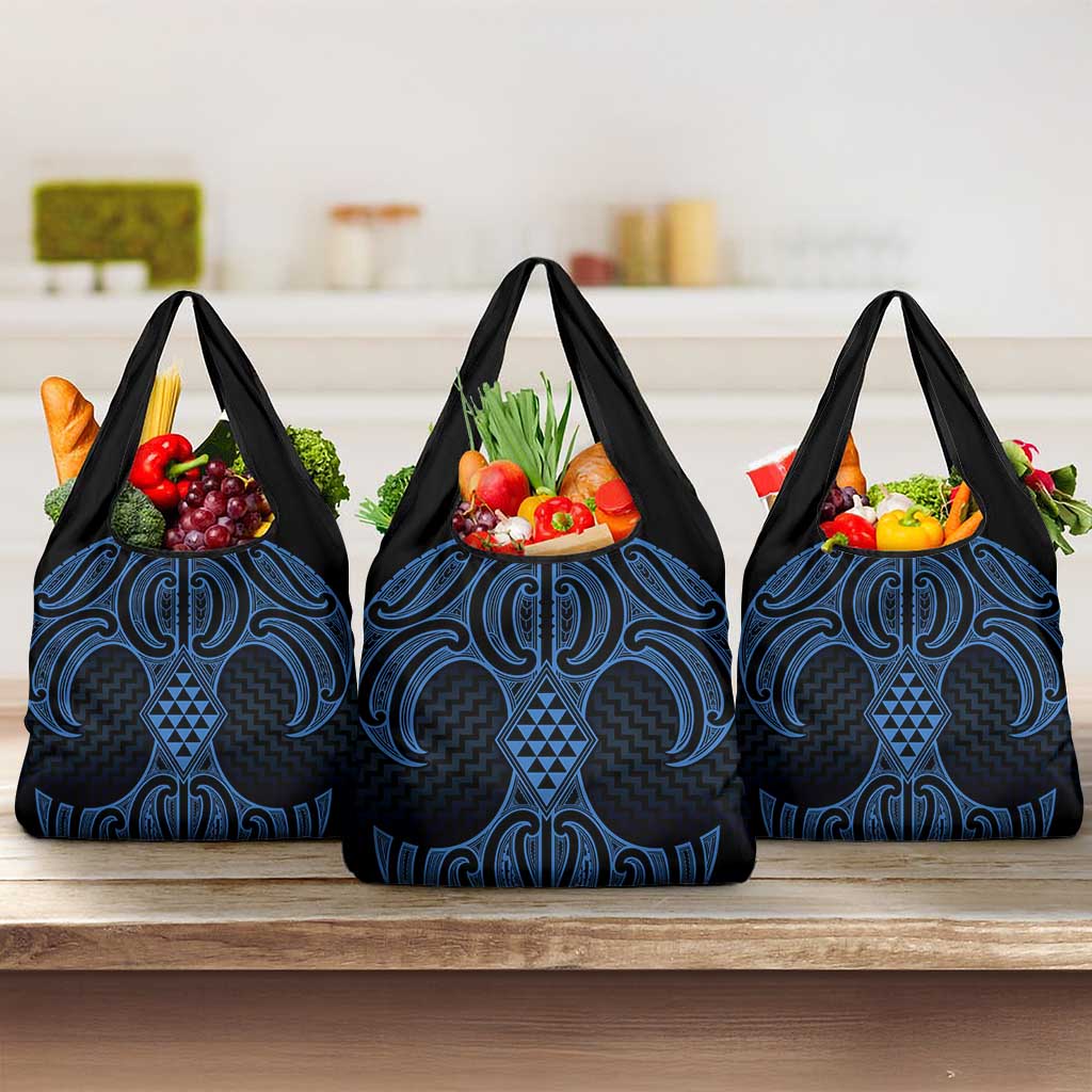 Kikorangi Maori Ta Moko Poutama Art Grocery Bag