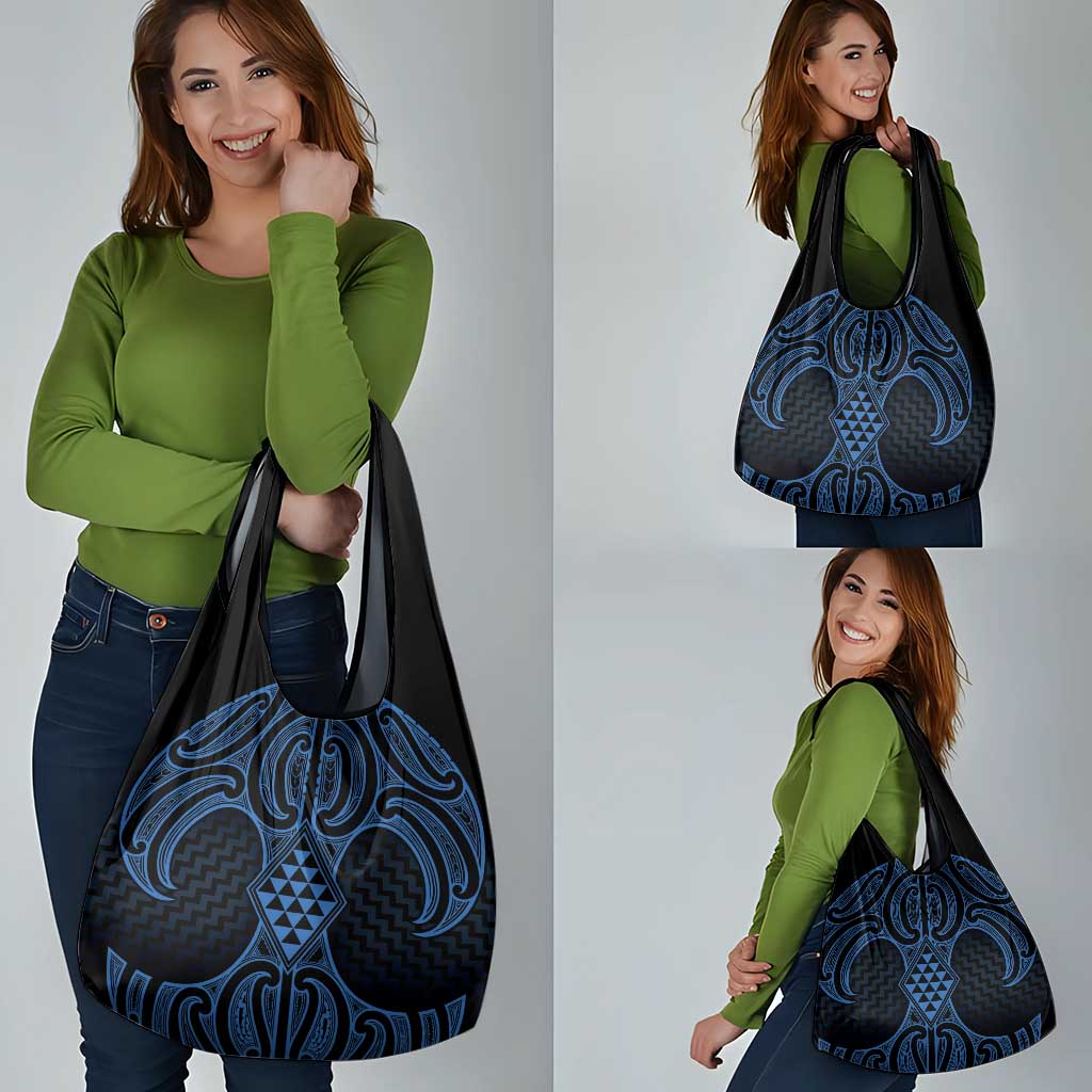 Kikorangi Maori Ta Moko Poutama Art Grocery Bag