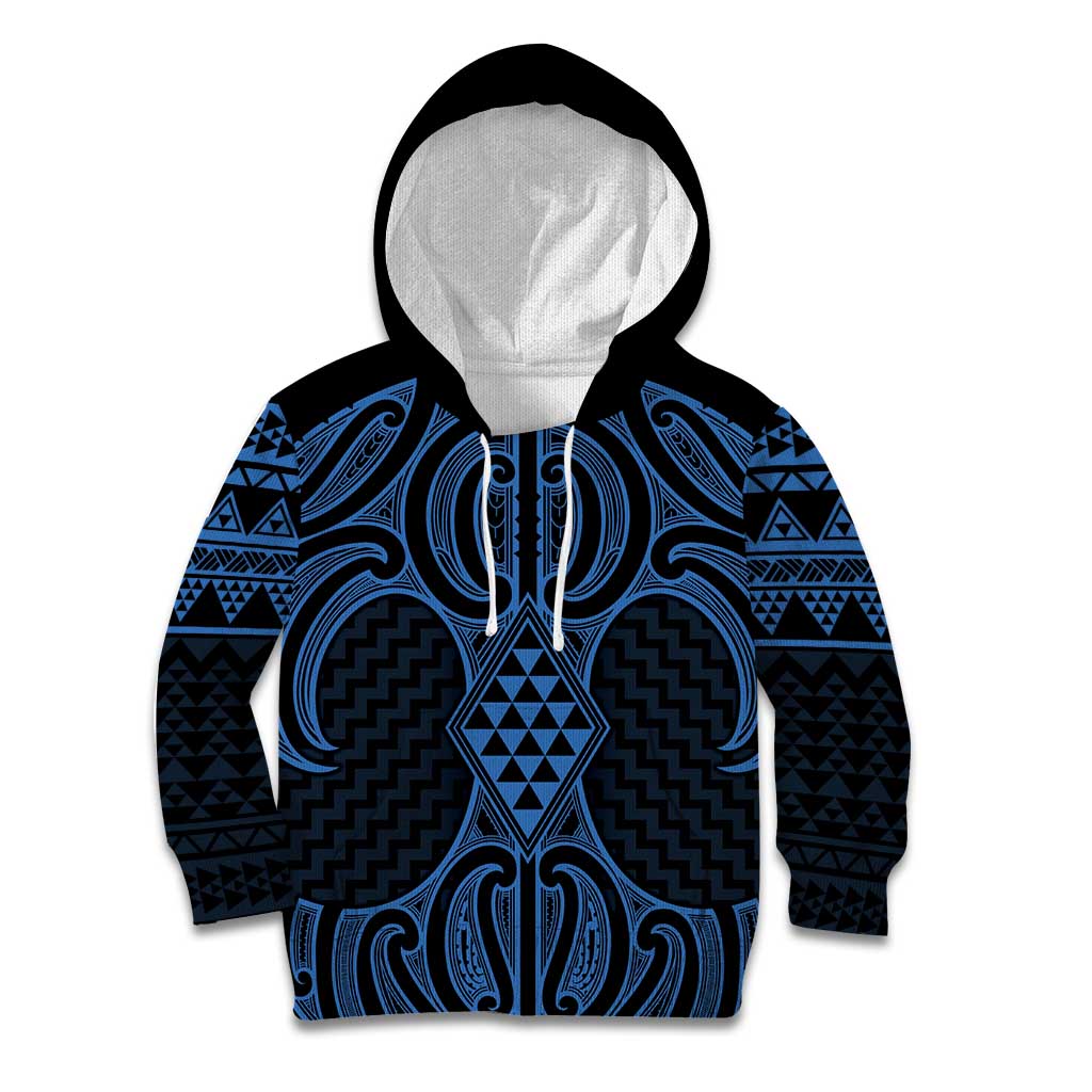 Kikorangi Maori Ta Moko Poutama Art Kid Hoodie
