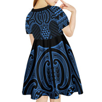 Kikorangi Maori Ta Moko Poutama Art Kid Short Sleeve Dress LT9 - Polynesian Pride