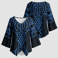 Kikorangi Maori Ta Moko Poutama Art Kimono Sleeve Blouse - Polynesian Pride