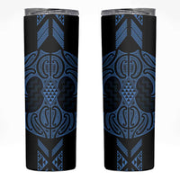 Kikorangi Maori Ta Moko Poutama Art Skinny Tumbler LT9 Blue - Polynesian Pride