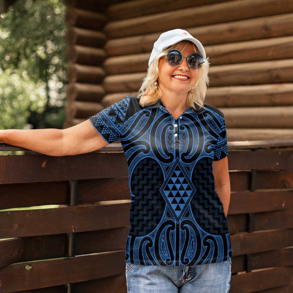 Kikorangi Maori Ta Moko Poutama Art Women Polo Shirt