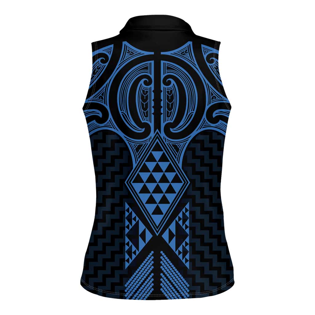 Kikorangi Maori Ta Moko Poutama Art Women Sleeveless Polo Shirt LT9 - Polynesian Pride