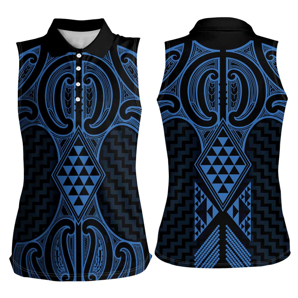 Kikorangi Maori Ta Moko Poutama Art Women Sleeveless Polo Shirt LT9 - Polynesian Pride