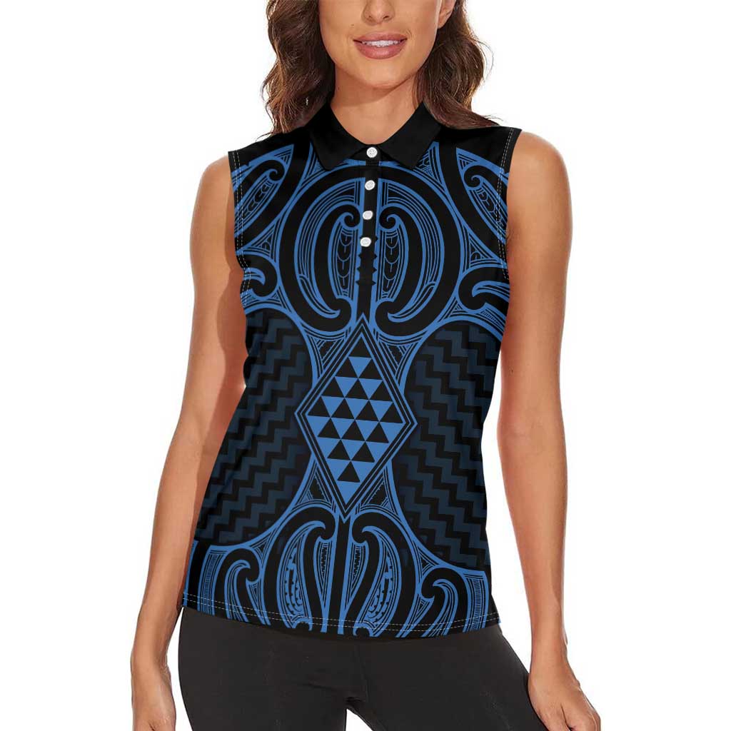 Kikorangi Maori Ta Moko Poutama Art Women Sleeveless Polo Shirt LT9 - Polynesian Pride