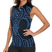 Kikorangi Maori Ta Moko Poutama Art Women Sleeveless Polo Shirt LT9 - Polynesian Pride
