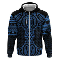 Kikorangi Maori Ta Moko Poutama Art Zip Hoodie