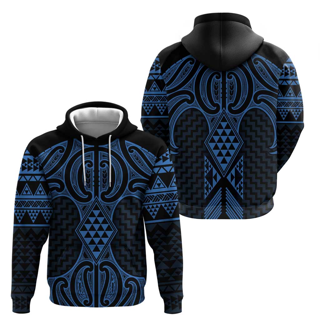 Kikorangi Maori Ta Moko Poutama Art Zip Hoodie