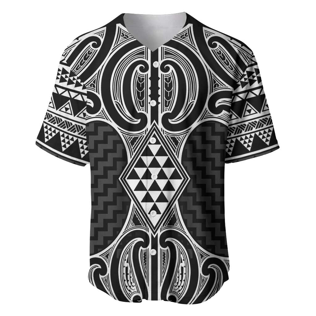 Ma Maori Ta Moko Poutama Art Baseball Jersey LT9 White - Polynesian Pride