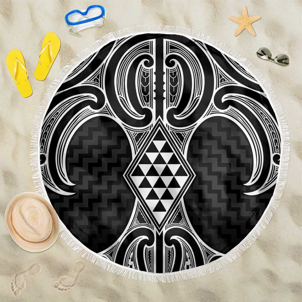Ma Maori Ta Moko Poutama Art Beach Blanket LT9 One Size 150cm White - Polynesian Pride