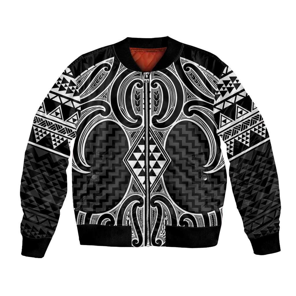 Ma Maori Ta Moko Poutama Art Bomber Jacket LT9 Unisex White - Polynesian Pride