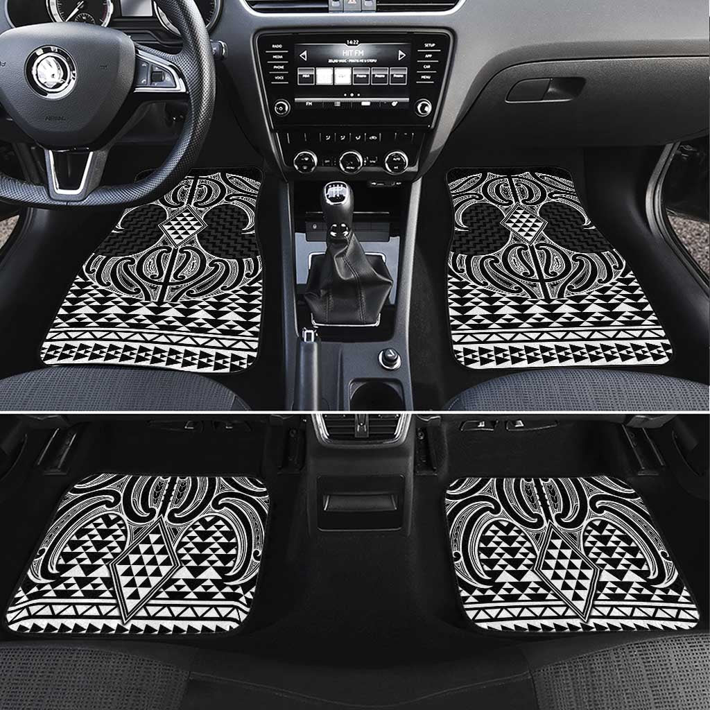 Ma Maori Ta Moko Poutama Art Car Mats LT9 Set 4pcs White - Polynesian Pride