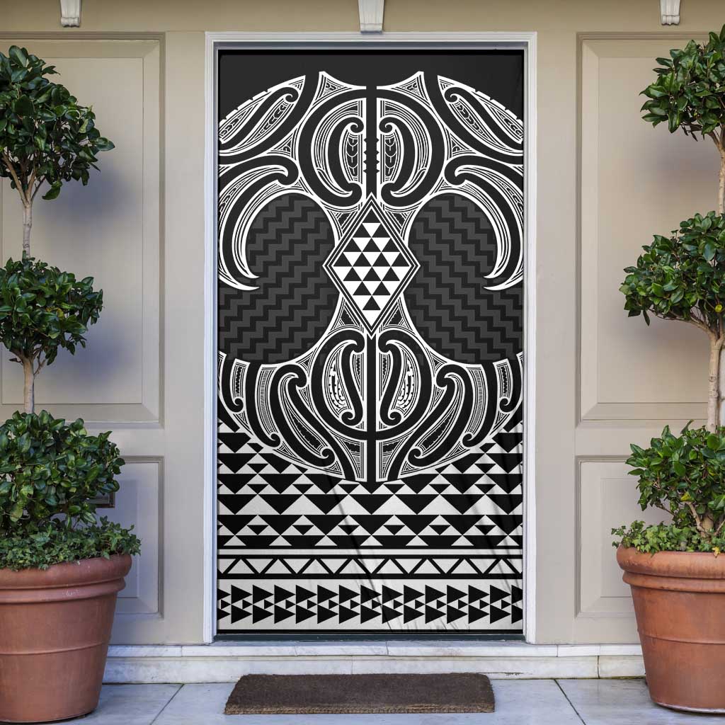 Ma Maori Ta Moko Poutama Art Door Cover LT9 White - Polynesian Pride