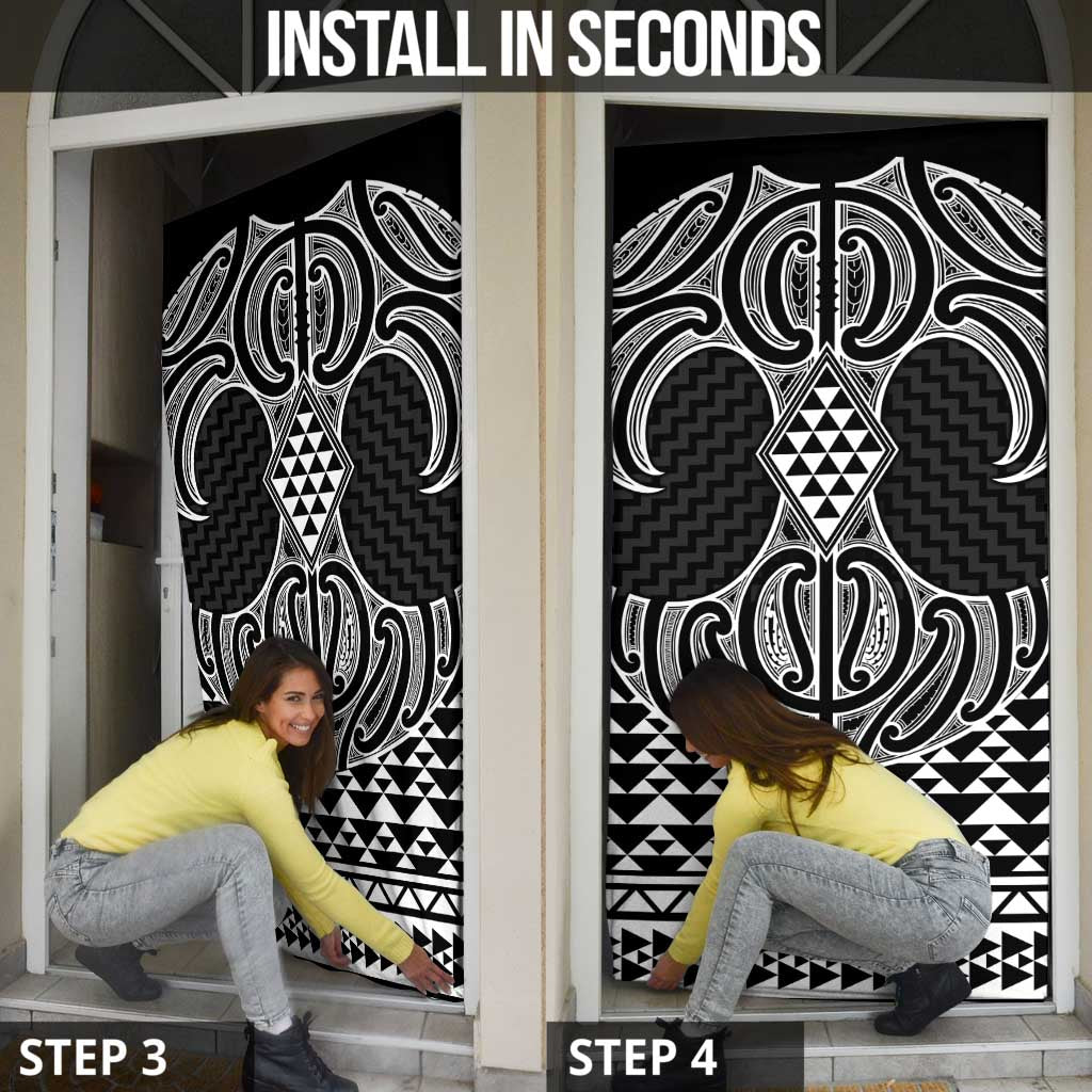 Ma Maori Ta Moko Poutama Art Door Cover LT9 - Polynesian Pride