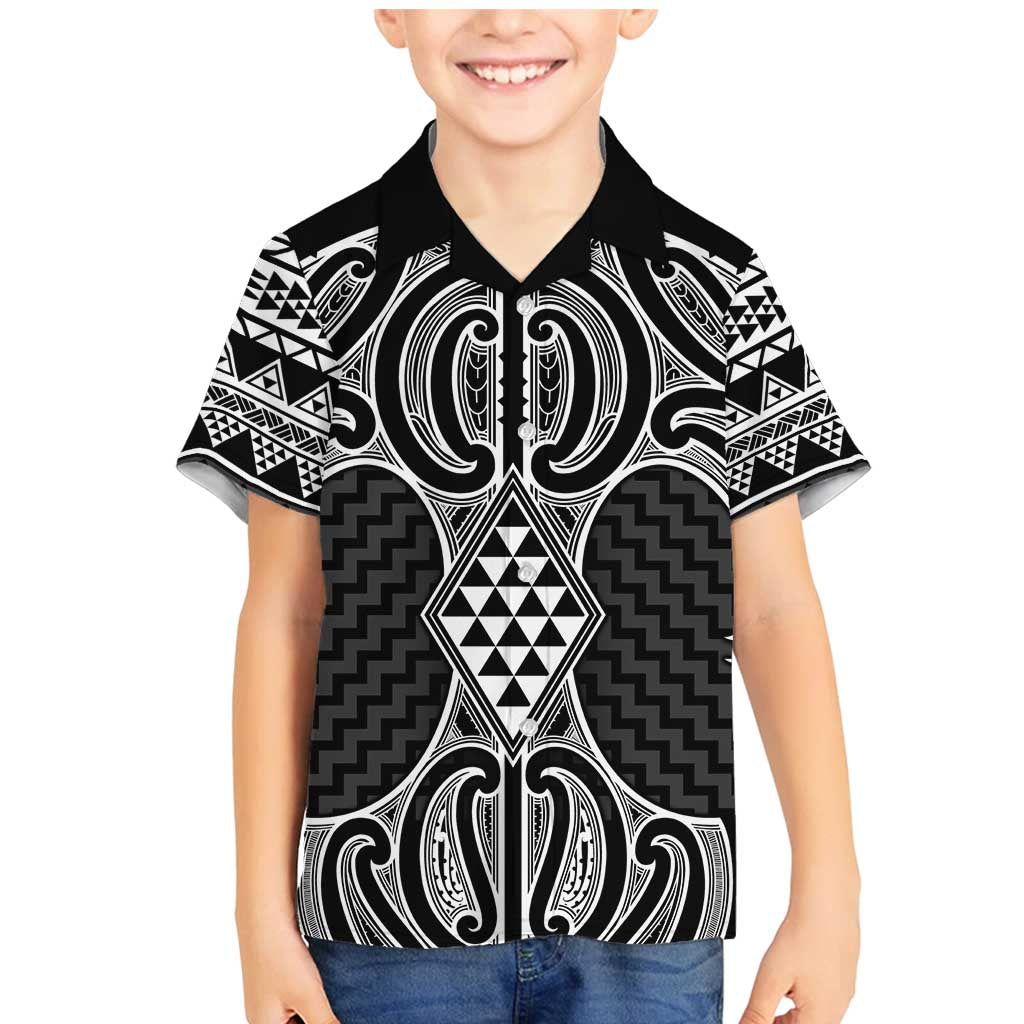 Ma Maori Ta Moko Poutama Art Family Matching Mermaid Dress and Hawaiian Shirt LT9 Son's Shirt White - Polynesian Pride