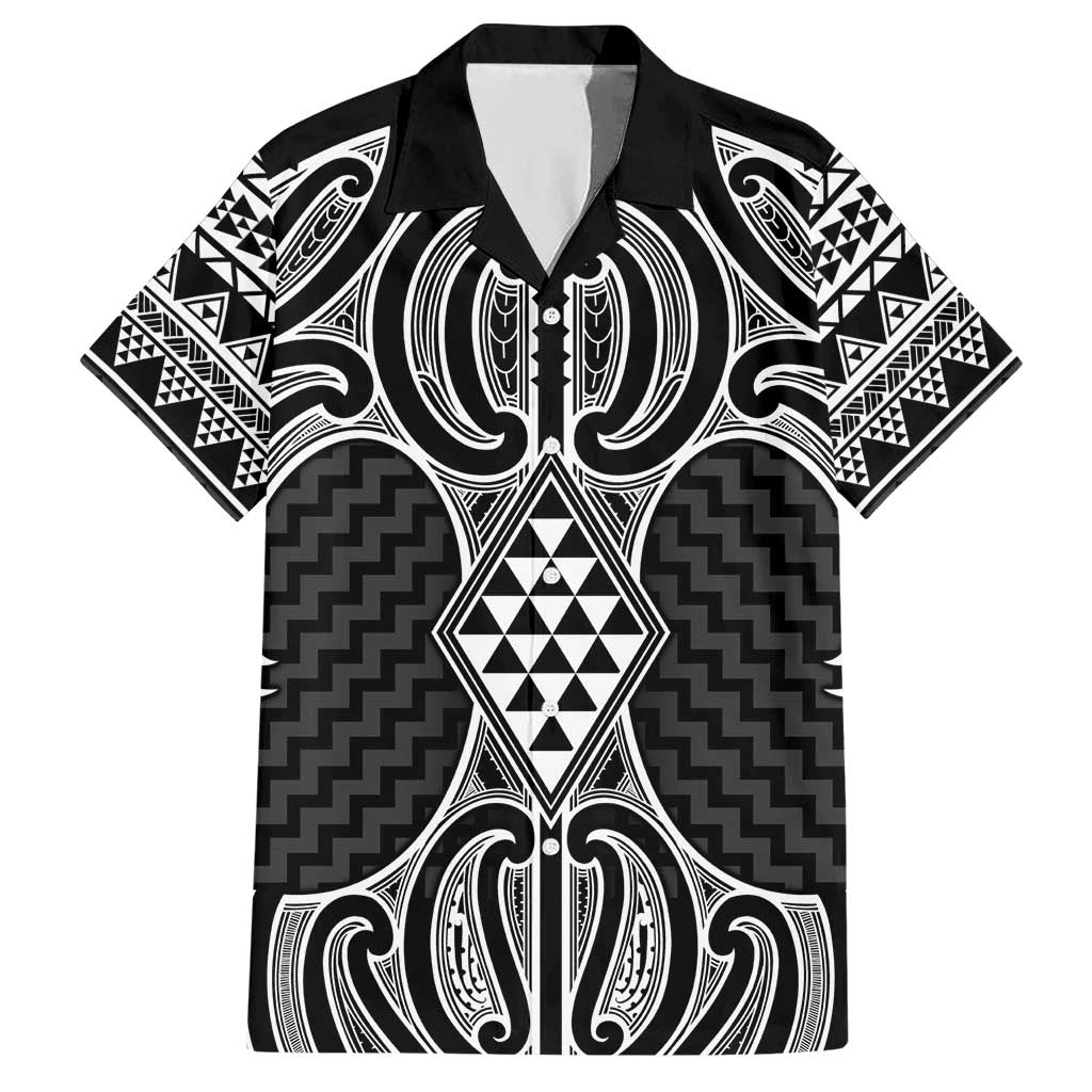 Ma Maori Ta Moko Poutama Art Family Matching Short Sleeve Bodycon Dress and Hawaiian Shirt LT9 Dad's Shirt - Short Sleeve White - Polynesian Pride