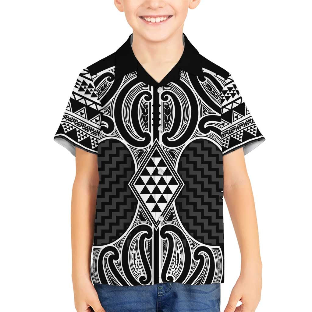 Ma Maori Ta Moko Poutama Art Family Matching Summer Maxi Dress and Hawaiian Shirt LT9 Son's Shirt White - Polynesian Pride