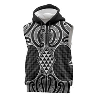 Ma Maori Ta Moko Poutama Art Sleeveless Hoodie LT9 White - Polynesian Pride