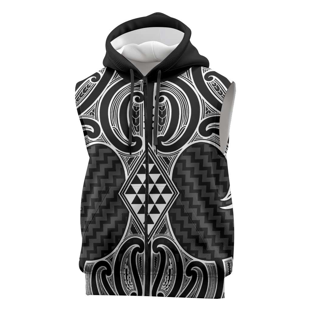 Ma Maori Ta Moko Poutama Art Sleeveless Zip Hoodie - Polynesian Pride