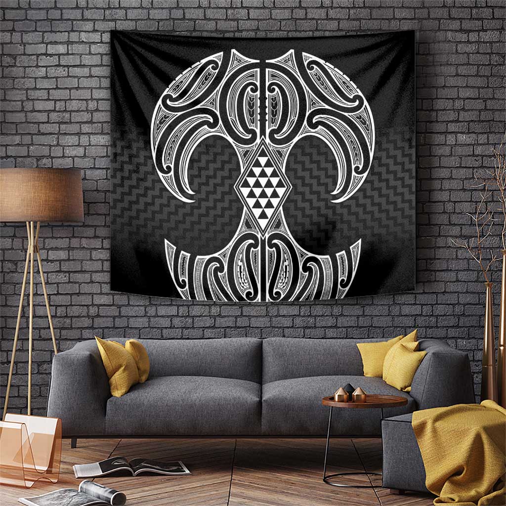 Ma Maori Ta Moko Poutama Art Tapestry LT9 White - Polynesian Pride