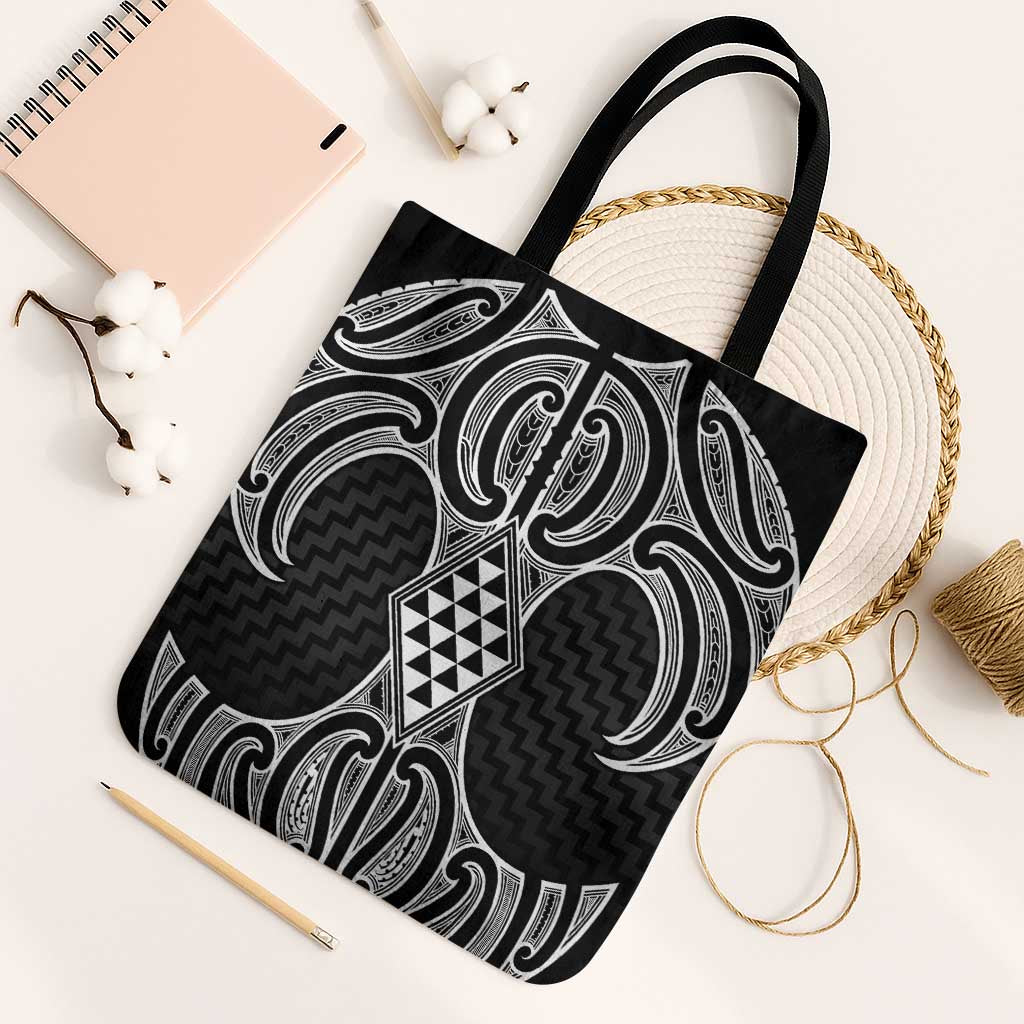 Ma Maori Ta Moko Poutama Art Tote Bag LT9 Black Strap One Size White - Polynesian Pride