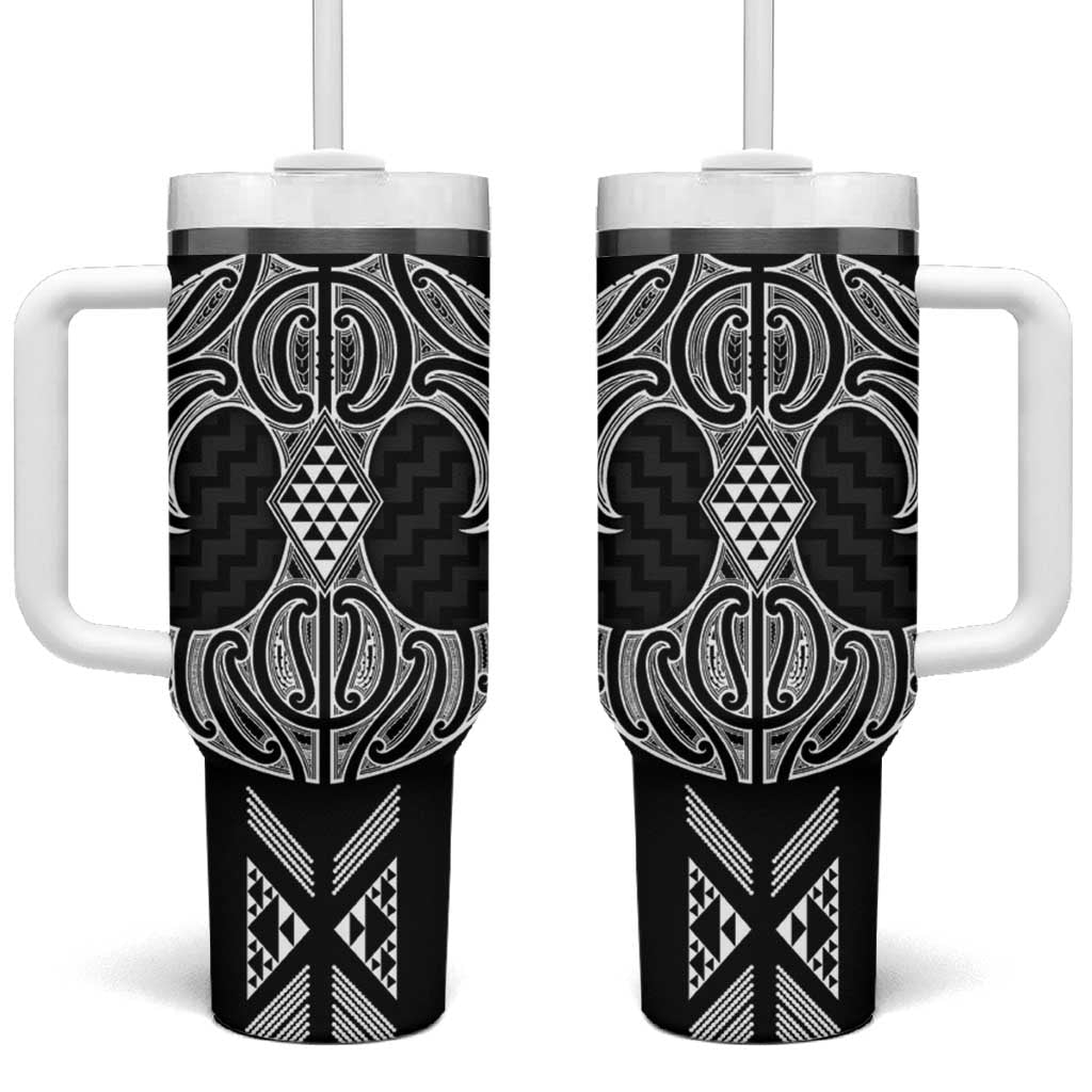 Ma Maori Ta Moko Poutama Art Tumbler With Handle LT9 One Size: 40 oz White - Polynesian Pride