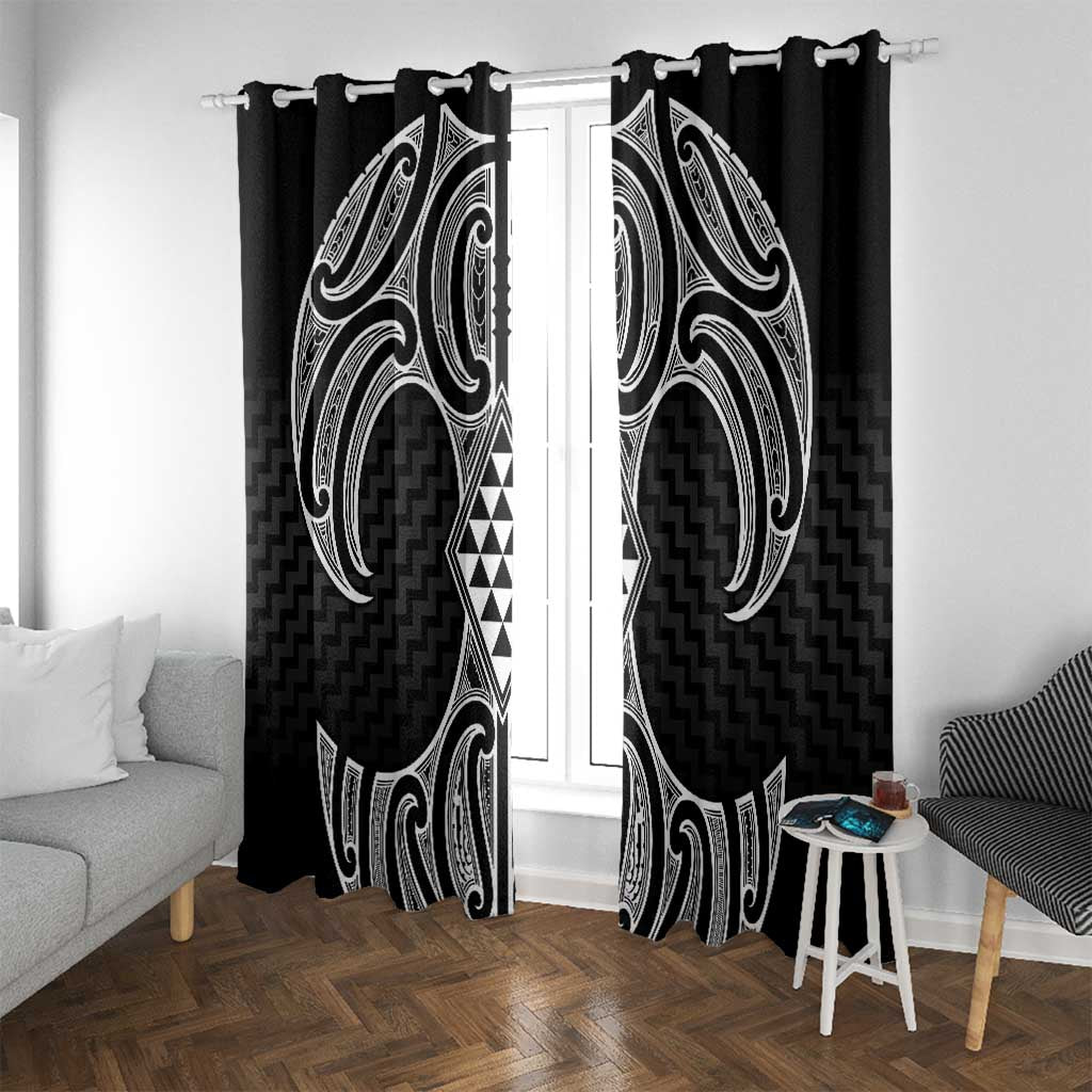 Ma Maori Ta Moko Poutama Art Window Curtain LT9 With Grommets White - Polynesian Pride