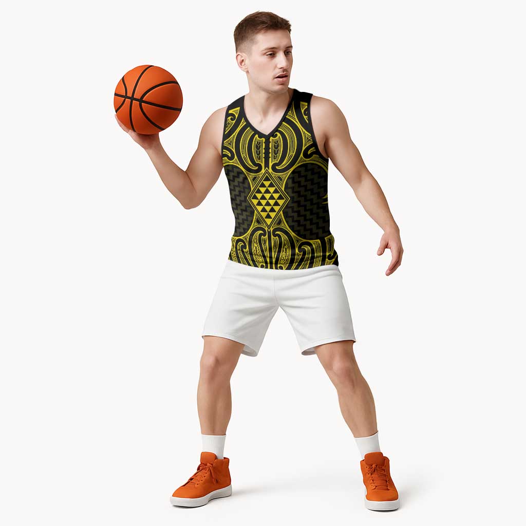 Mahi-dawg Maori Ta Moko Poutama Art Basketball Jersey - Polynesian Pride