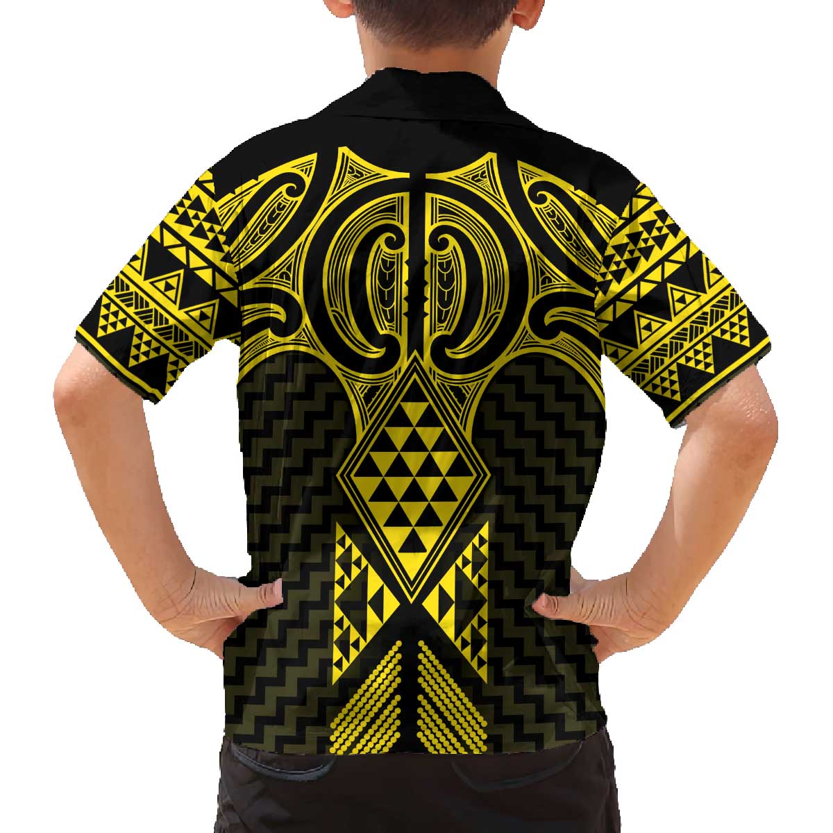 Mahi-dawg Maori Ta Moko Poutama Art Family Matching Off The Shoulder Long Sleeve Dress and Hawaiian Shirt LT9 - Polynesian Pride