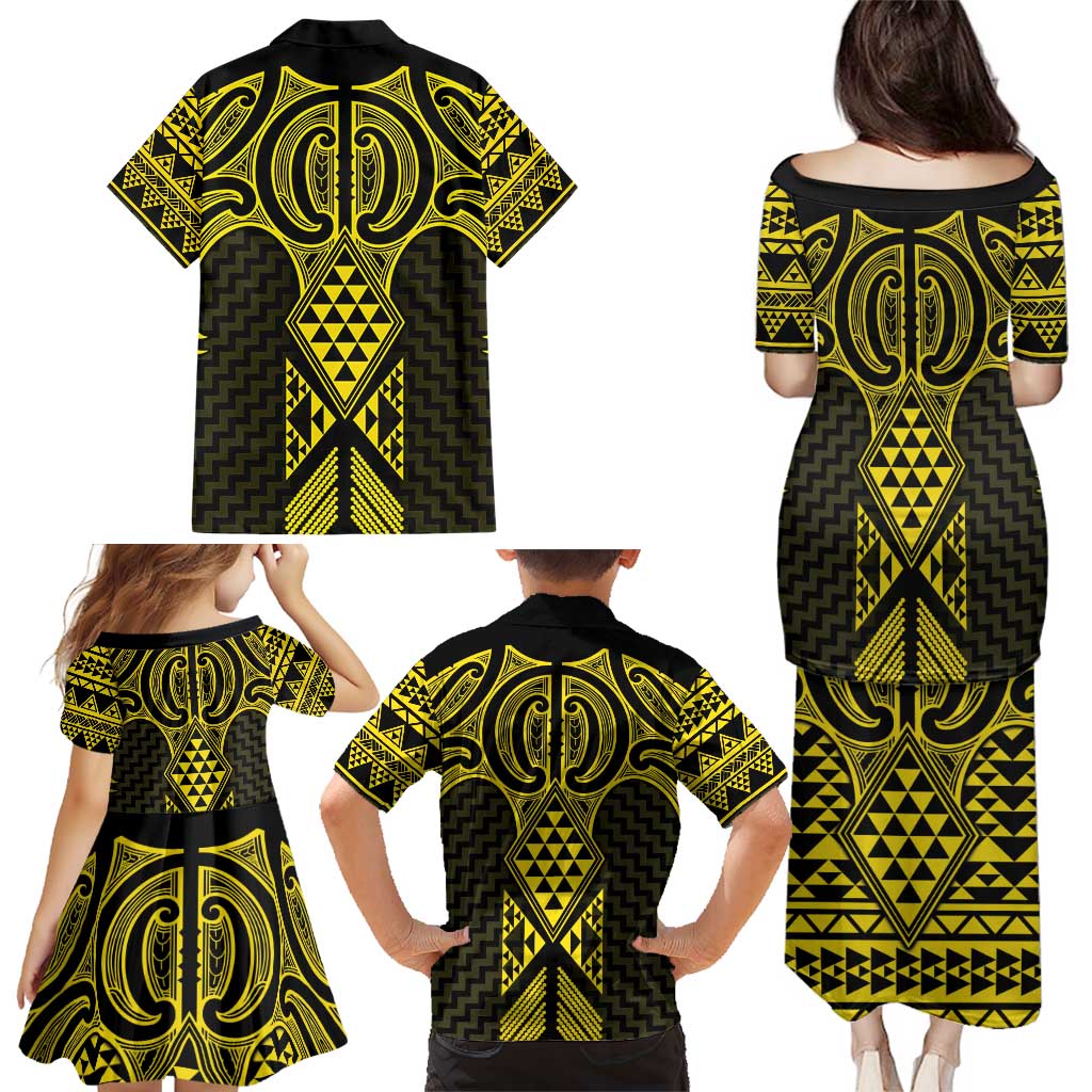 Mahi-dawg Maori Ta Moko Poutama Art Family Matching Puletasi and Hawaiian Shirt LT9 - Polynesian Pride