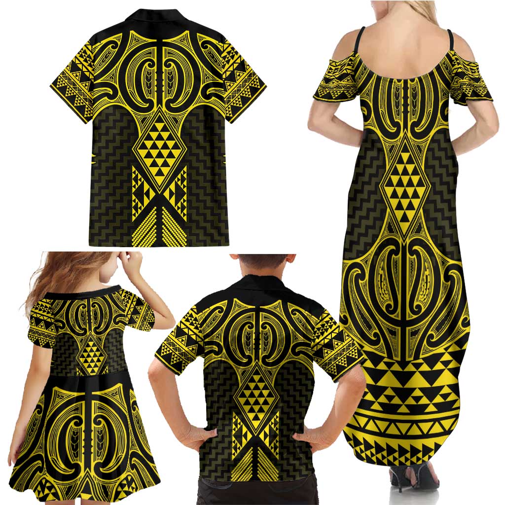 Mahi-dawg Maori Ta Moko Poutama Art Family Matching Summer Maxi Dress and Hawaiian Shirt LT9 - Polynesian Pride