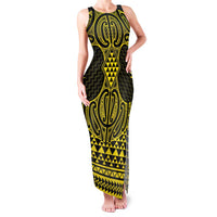 Mahi-dawg Maori Ta Moko Poutama Art Family Matching Tank Maxi Dress and Hawaiian Shirt LT9 Mom's Dress Yellow - Polynesian Pride