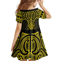 Mahi-dawg Maori Ta Moko Poutama Art Kid Short Sleeve Dress LT9 - Polynesian Pride