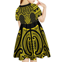 Mahi-dawg Maori Ta Moko Poutama Art Kid Short Sleeve Dress LT9 - Polynesian Pride