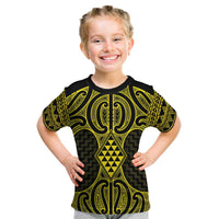 Mahi-dawg Maori Ta Moko Poutama Art Kid T Shirt LT9 Yellow - Polynesian Pride