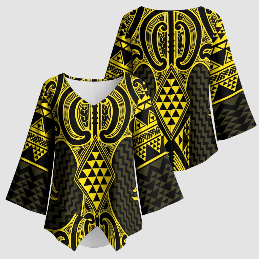Mahi-dawg Maori Ta Moko Poutama Art Kimono Sleeve Blouse - Polynesian Pride