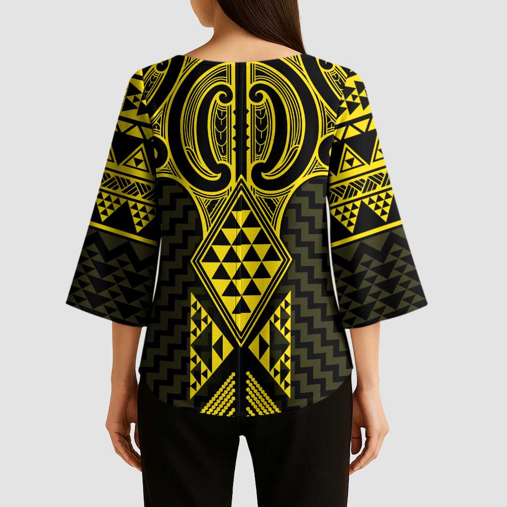 Mahi-dawg Maori Ta Moko Poutama Art Kimono Sleeve Blouse - Polynesian Pride