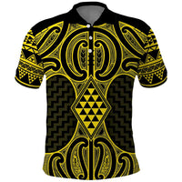 Mahi-dawg Maori Ta Moko Poutama Art Polo Shirt LT9 Yellow - Polynesian Pride