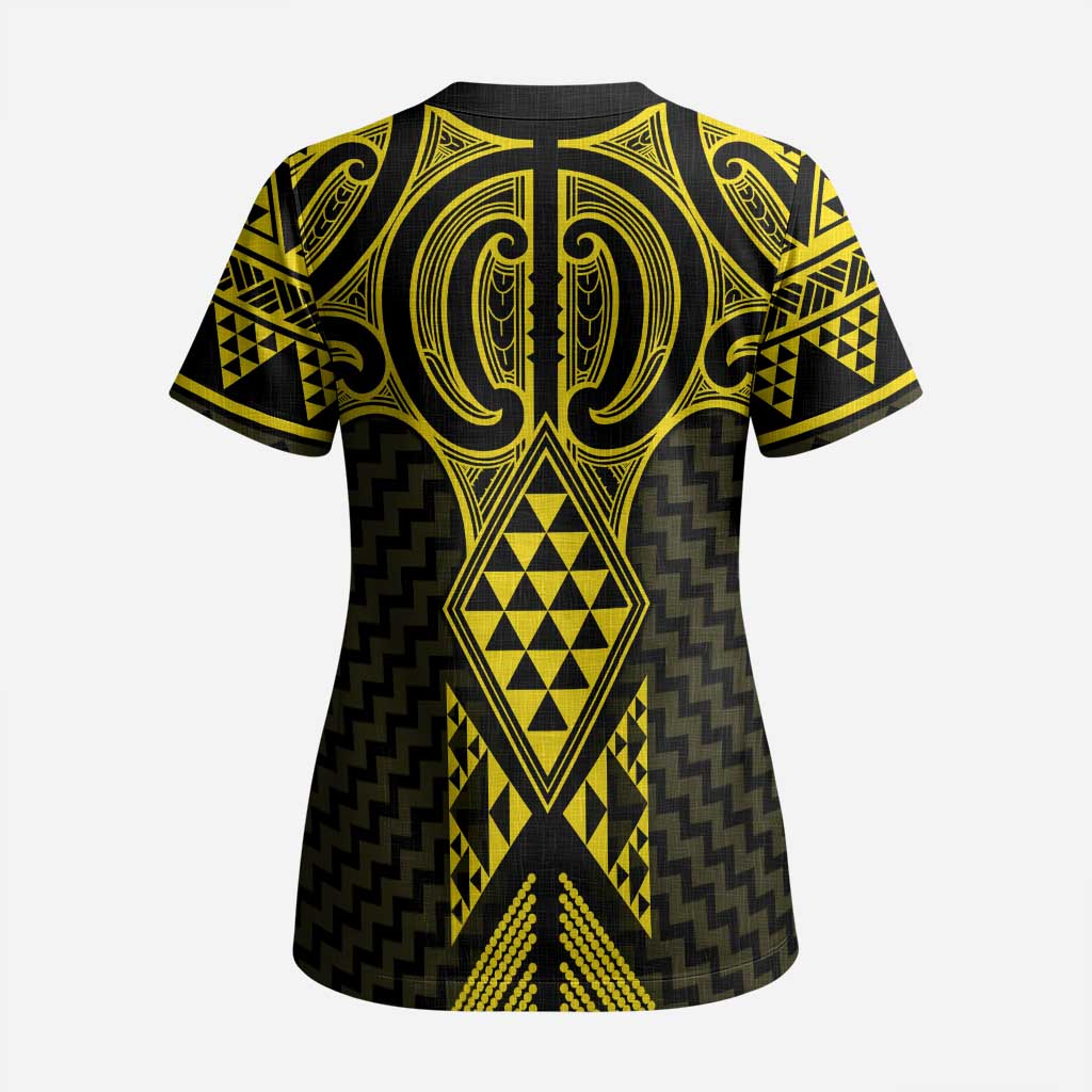 Mahi-dawg Maori Ta Moko Poutama Art Scrub Top - Polynesian Pride