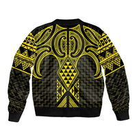 Mahi-dawg Maori Ta Moko Poutama Art Sleeve Zip Bomber Jacket