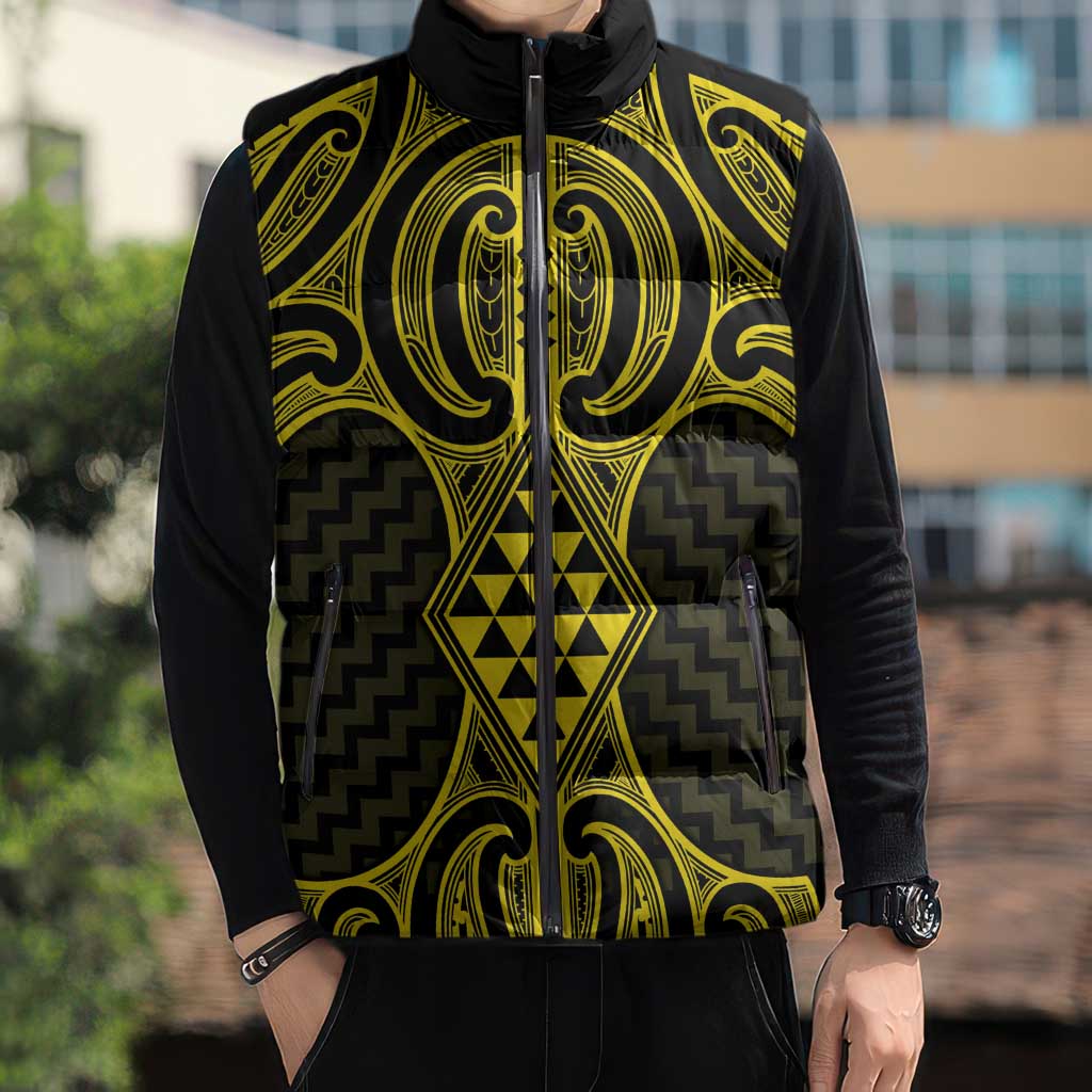 Mahi-dawg Maori Ta Moko Poutama Art Sleeveless Puffer Jacket - Polynesian Pride